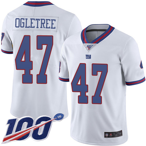 Men New York Giants 47 Alec Ogletree Limited White Rush Vapor Untouchable 100th Season Football NFL Jersey